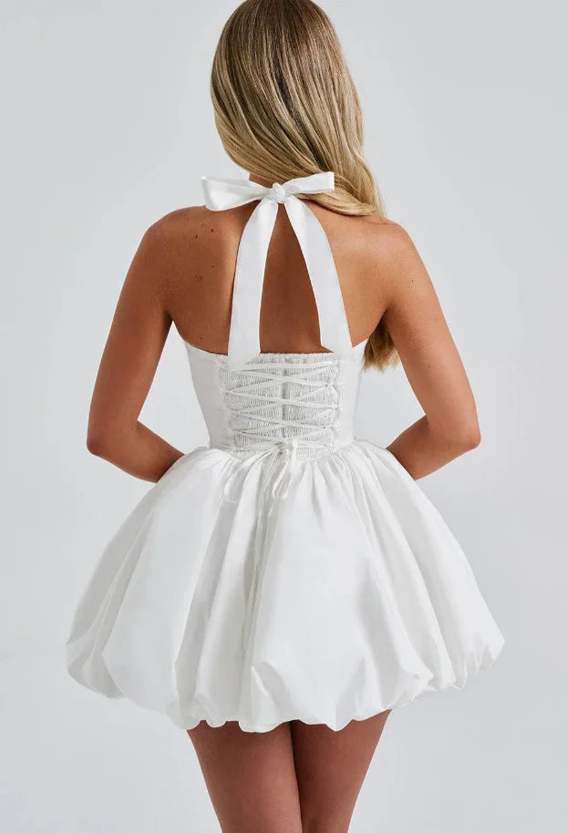 Vestido Curto Vermelho com Corpete e Decote Halter — foto 20 | Tolobasao