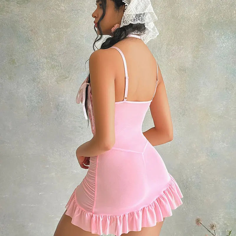Conjunto de Lingerie Transparente com Soutien e Tanga