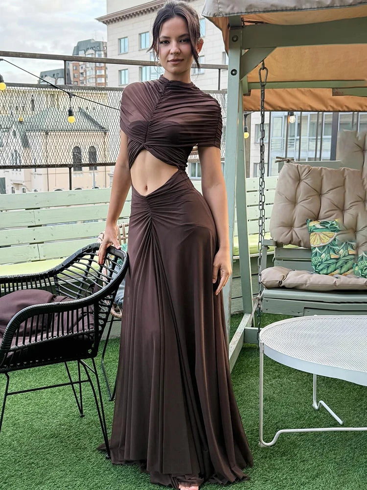 Vestido Comprido Franzido em Tule — foto 31 | Tolobasao