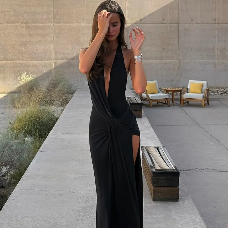 Vestido Comprido com Decote em V e Franzidos — foto 27 | Tolobasao