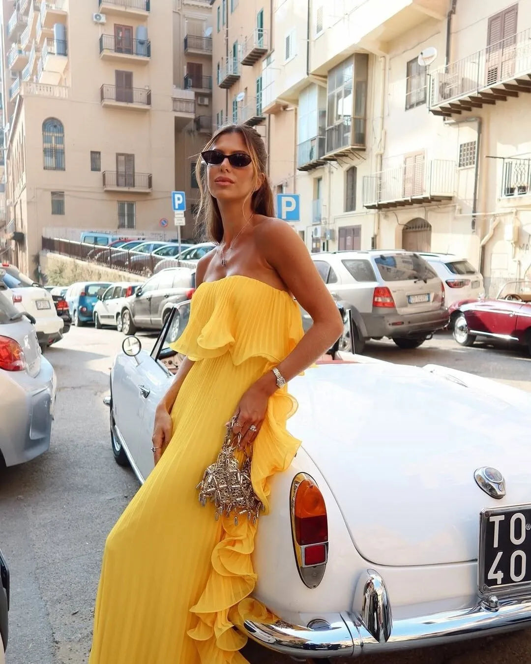 Vestido Comprido sem Alças com Folhos — foto 2 | Tolobasao