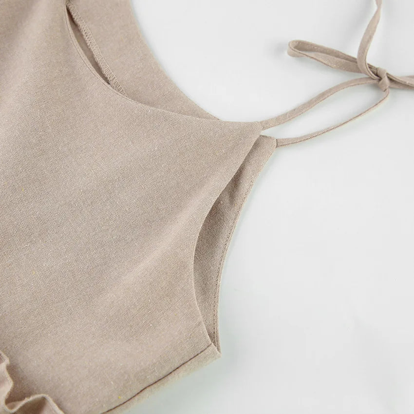 Vestido Curto em Linho com Atacadores — foto 18 | Tolobasao