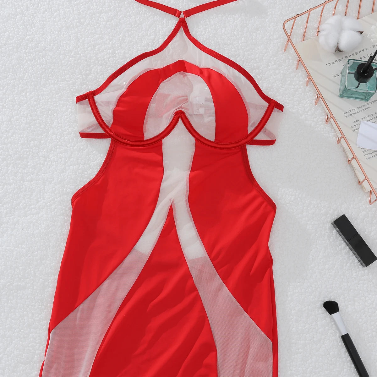 Vestido Comprido com Decote Halter e Costas Descobertas — Vermelho — foto 16 | Tolobasao