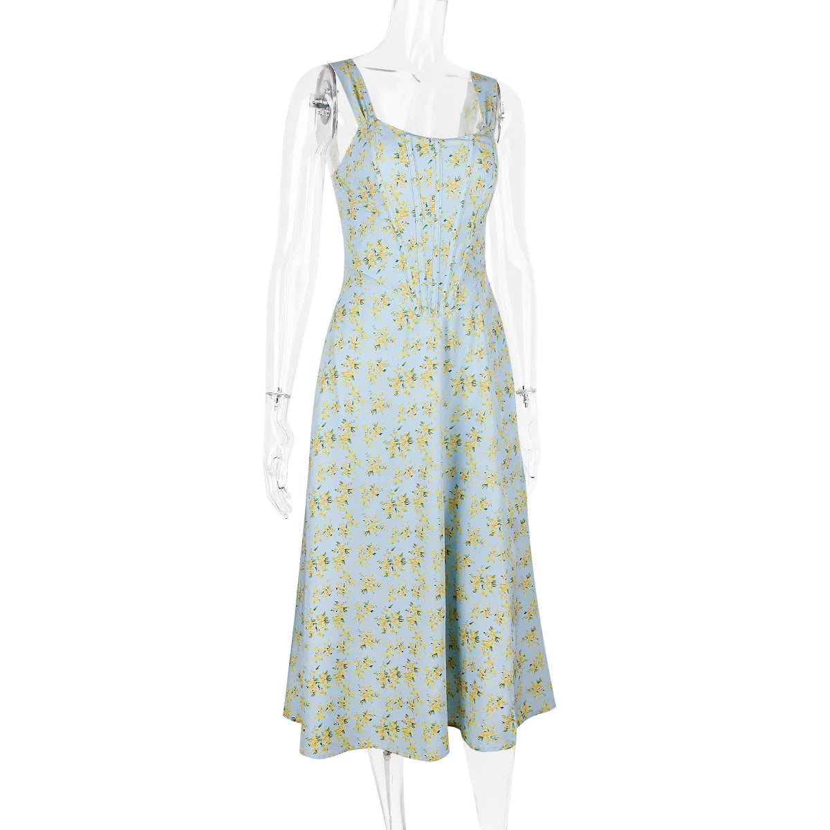 Vestido Midi Floral com Corpete e Bolsos — foto 15 | Tolobasao