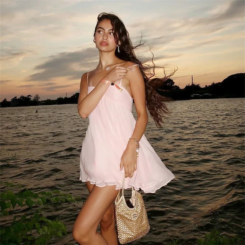 Vestido Curto de Chiffon com Alças — foto 24 | Tolobasao
