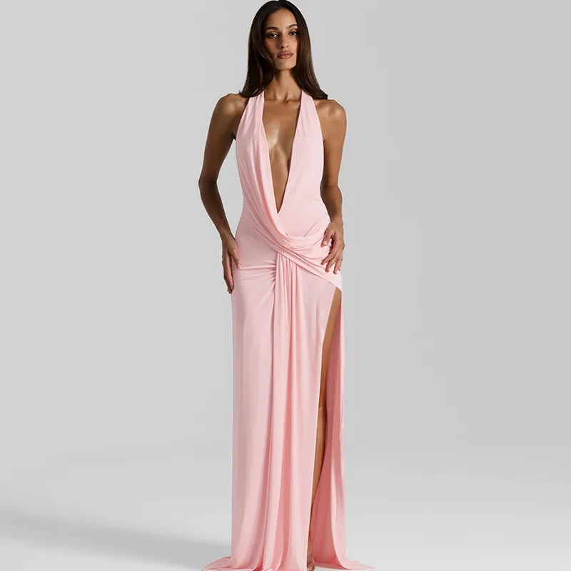 Vestido Comprido com Decote em V e Franzidos — foto 28 | Tolobasao
