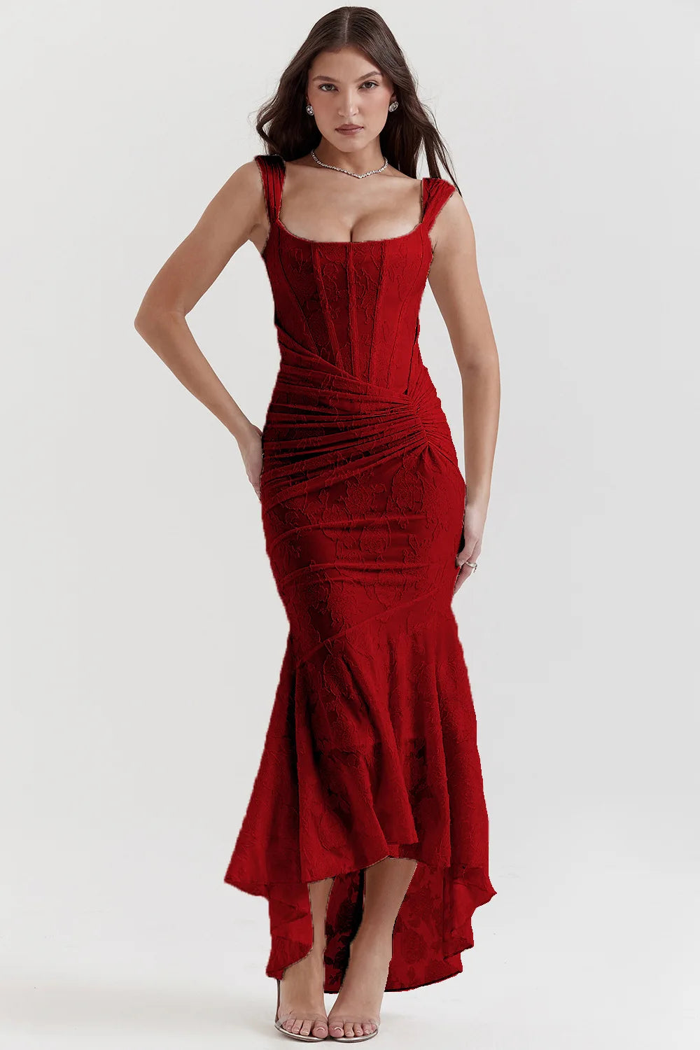 Vestido Comprido sem Alças com Corpete Jacquard — foto 4 | Tolobasao
