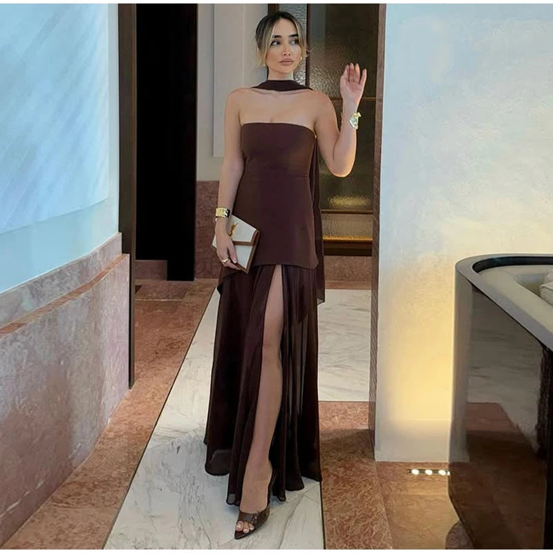 Vestido Comprido sem Alças com Tule — foto 4 | Tolobasao