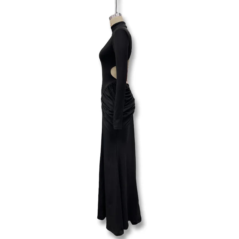 Vestido Comprido de Malha com Gola Alta e Costas Descobertas — foto 25 | Tolobasao