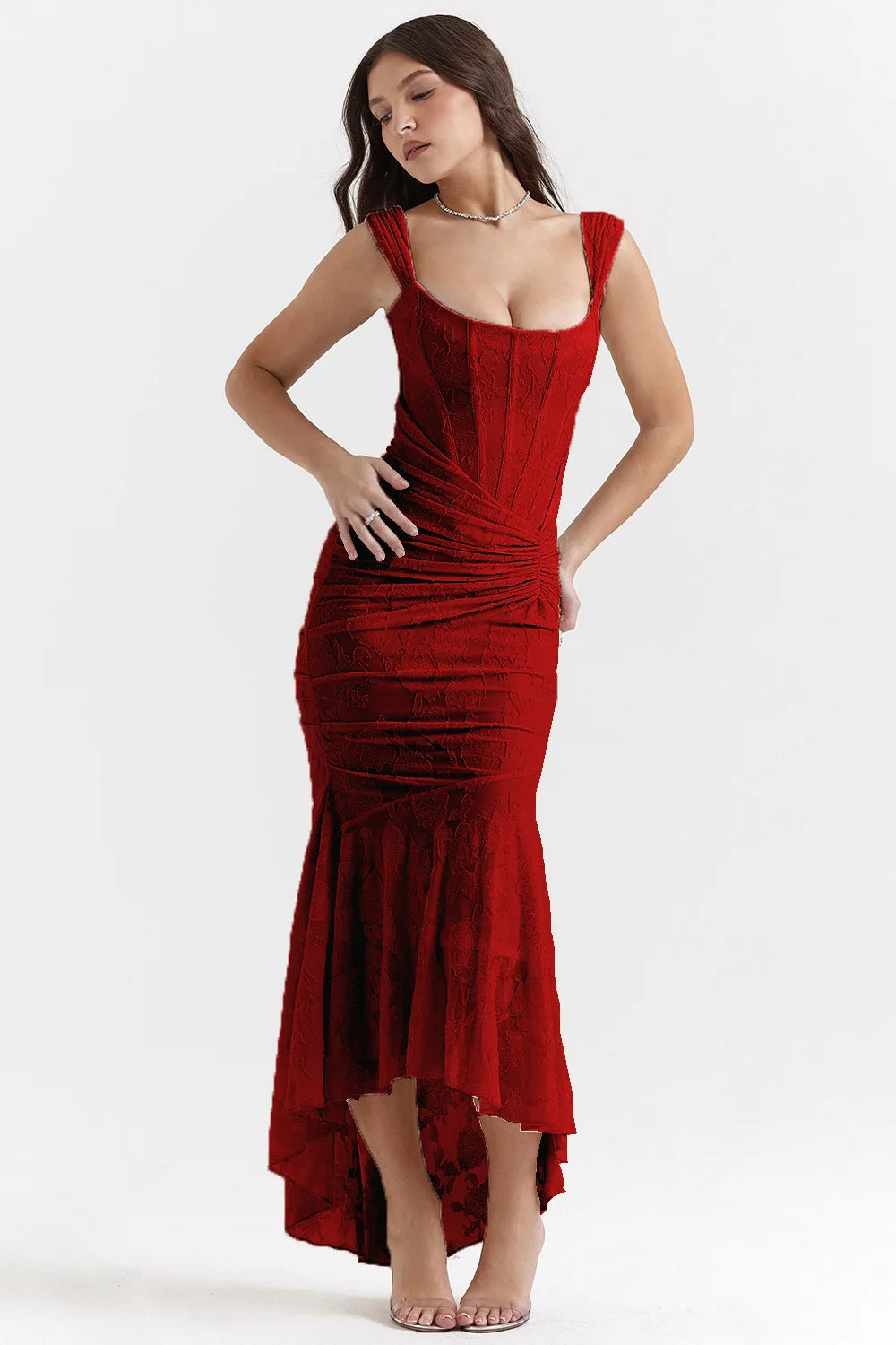Vestido Comprido sem Alças com Corpete Jacquard — foto 31 | Tolobasao