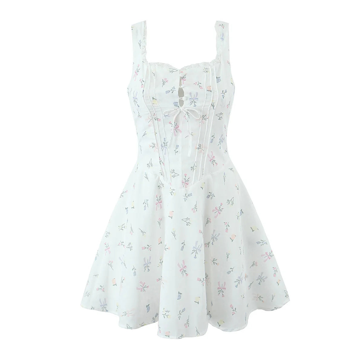 Vestido Curto com Corpete de Renda e Botões — foto 16 | Tolobasao