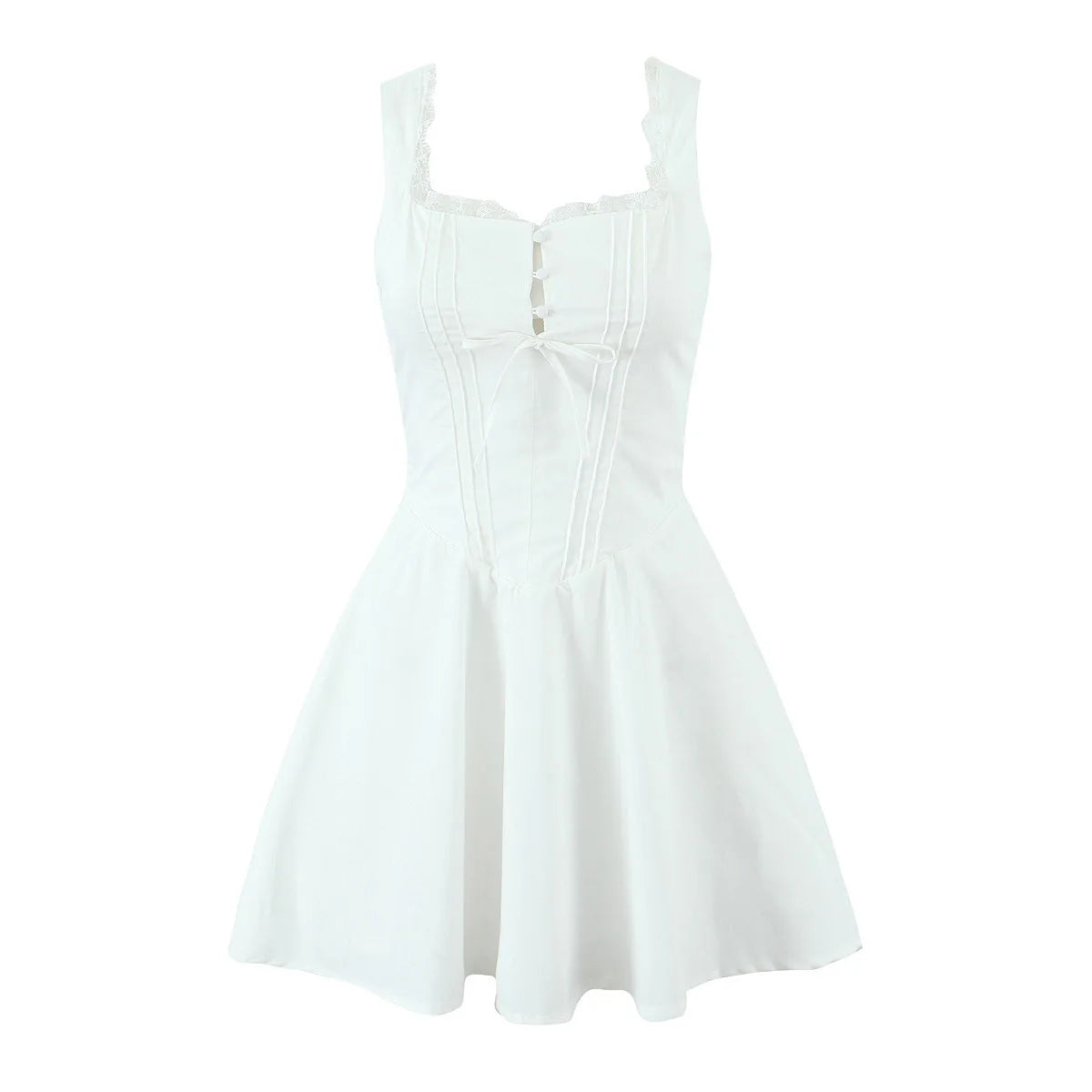 Vestido Curto com Corpete de Renda e Botões — foto 23 | Tolobasao