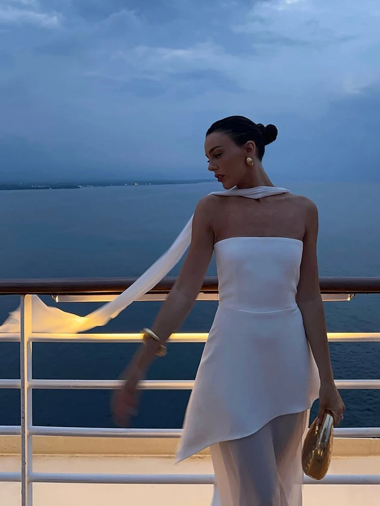 Vestido Comprido sem Alças com Tule — foto 25 | Tolobasao
