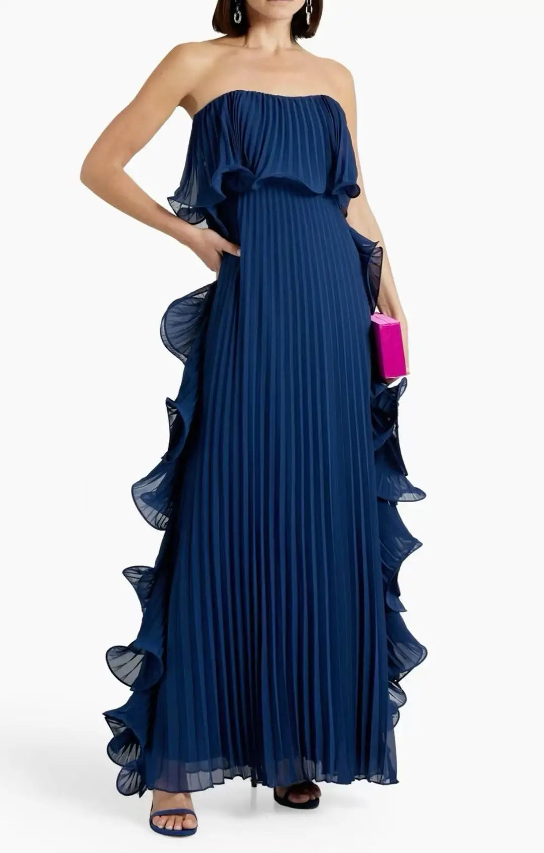 Vestido Comprido sem Alças com Folhos — foto 27 | Tolobasao