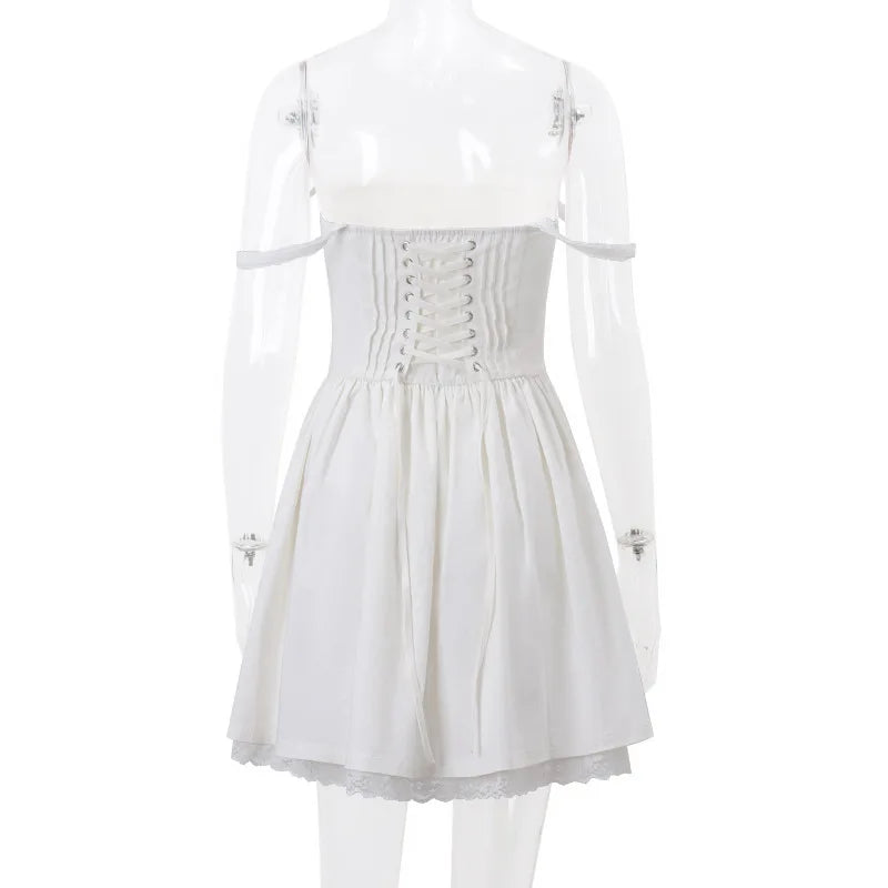 Vestido Curto Branco com Corpete de Renda — foto 13 | Tolobasao