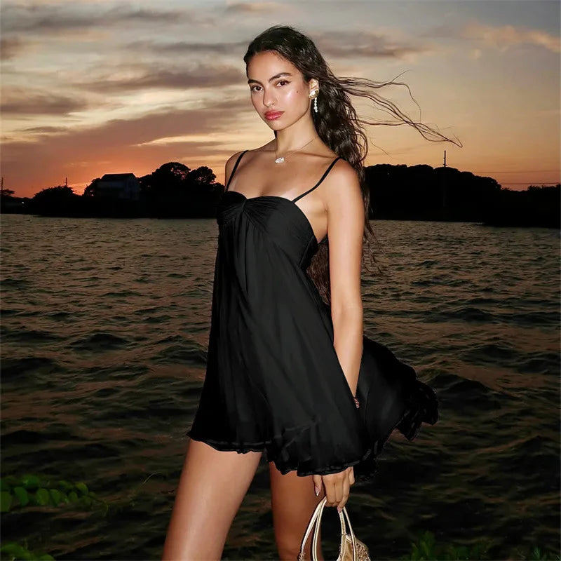 Vestido Curto de Chiffon com Alças — foto 27 | Tolobasao