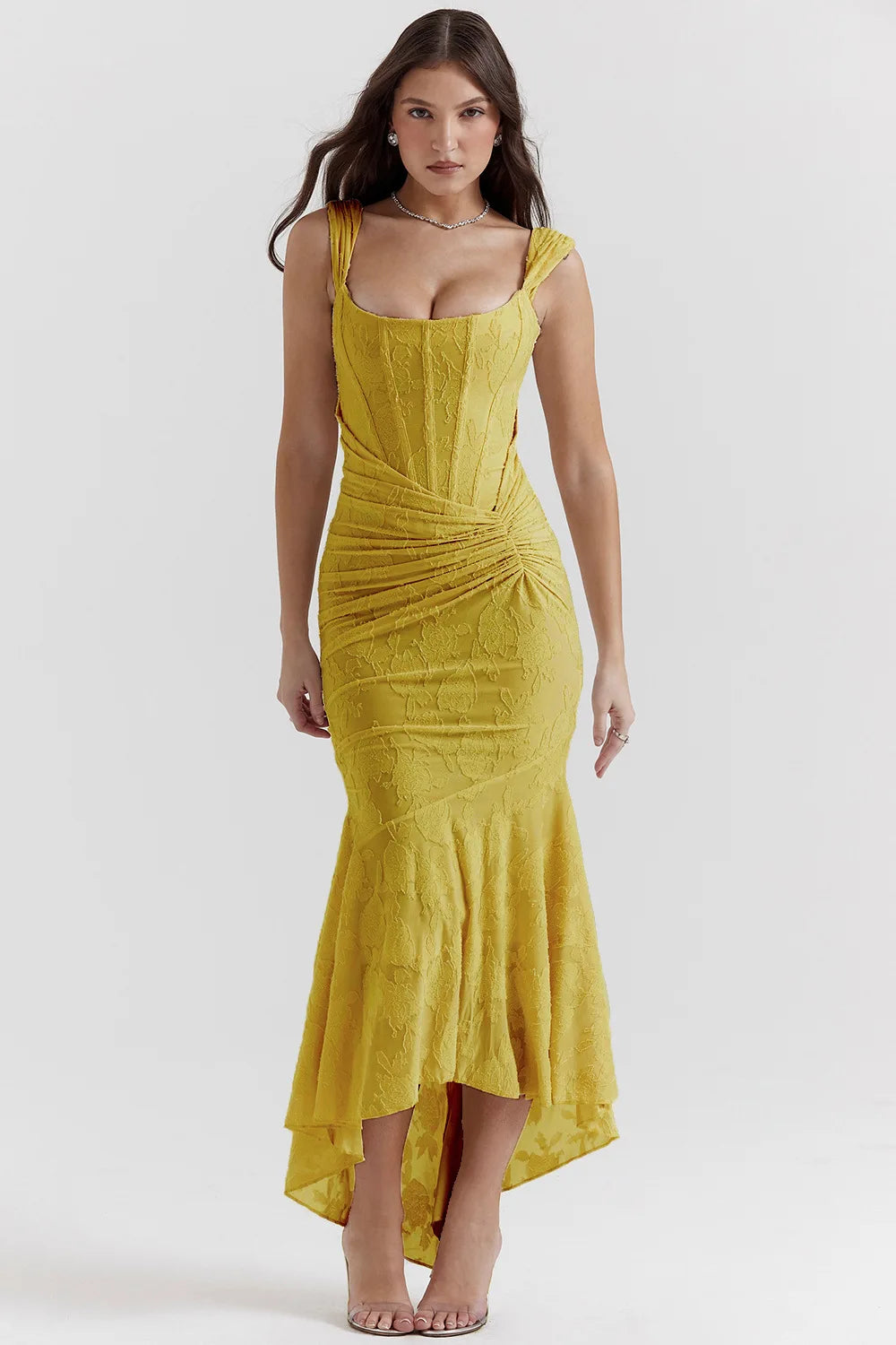 Vestido Comprido sem Alças com Corpete Jacquard — foto 26 | Tolobasao