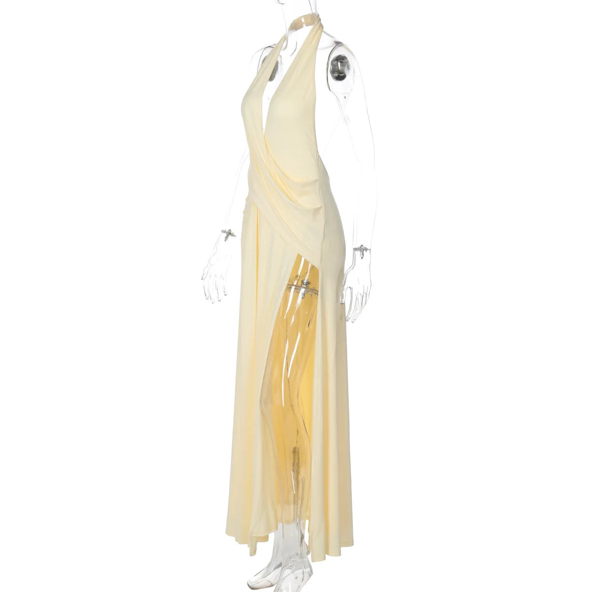 Vestido Comprido com Decote em V e Franzidos — foto 11 | Tolobasao