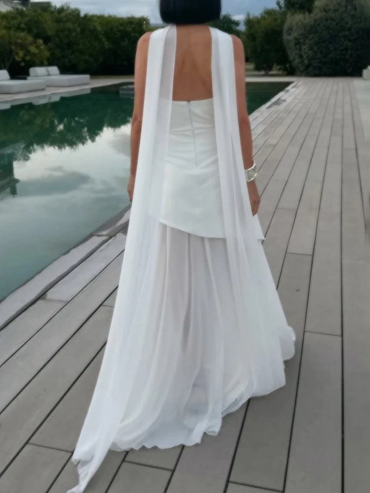 Vestido Comprido sem Alças com Tule — foto 23 | Tolobasao