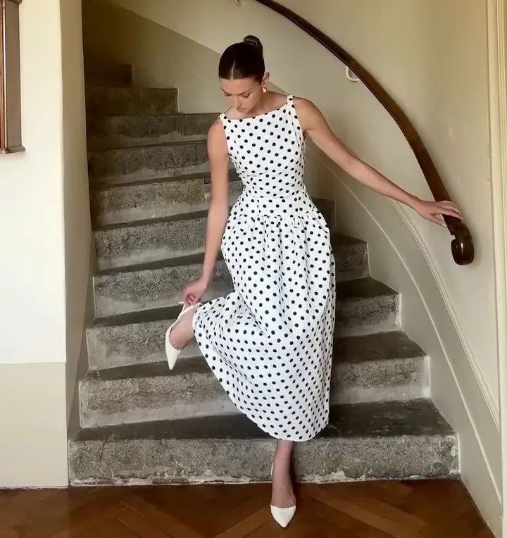 Vestido Comprido de Bolas sem Mangas — foto 17 | Tolobasao