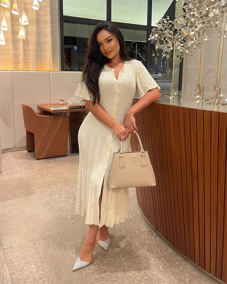 Vestido Midi de Malha com Botões — foto 39 | Tolobasao