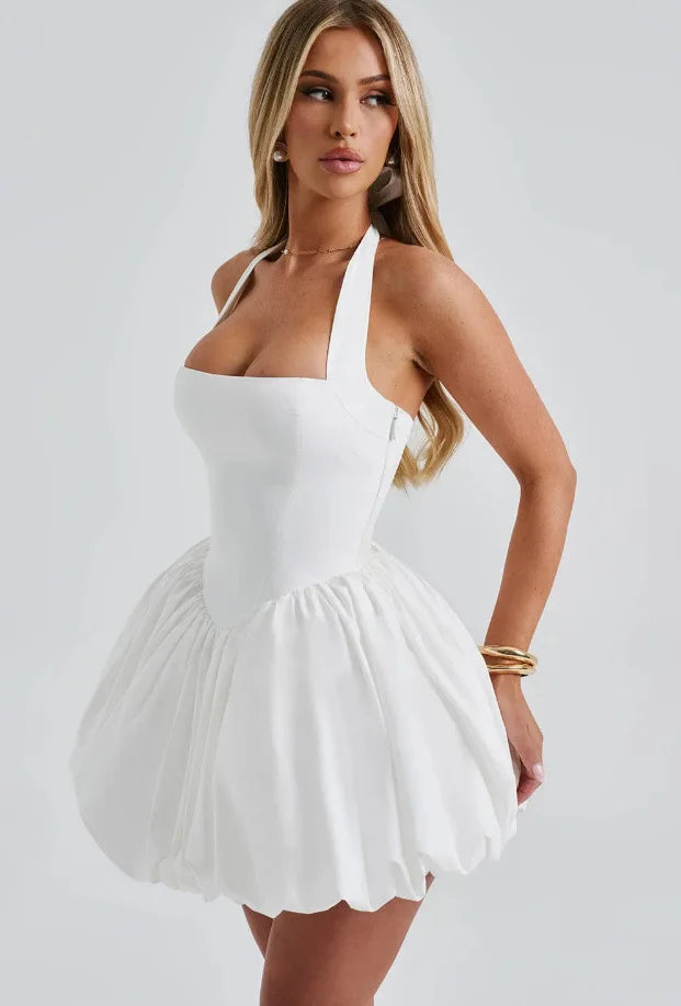 Vestido Curto Vermelho com Corpete e Decote Halter — foto 17 | Tolobasao
