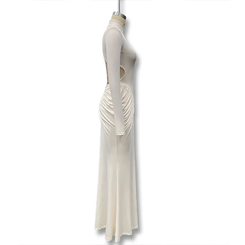 Vestido Comprido de Malha com Gola Alta e Costas Descobertas — foto 19 | Tolobasao