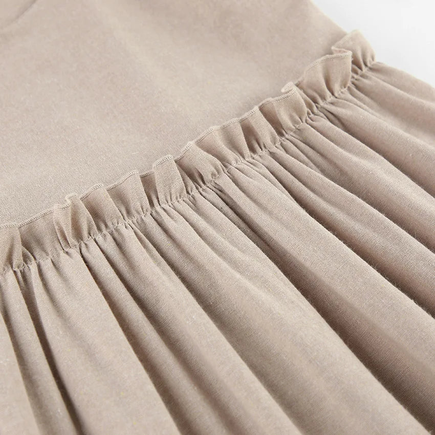 Vestido Curto em Linho com Atacadores — foto 17 | Tolobasao