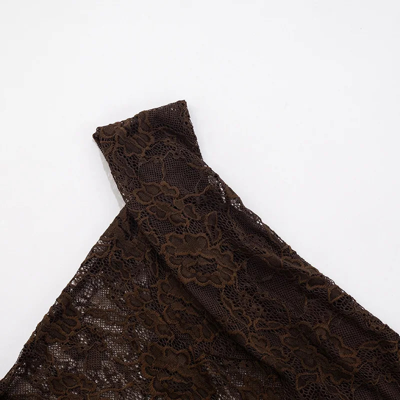 Vestido Comprido de Um Ombro com Renda — foto 28 | Tolobasao