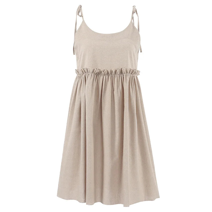 Vestido Curto em Linho com Atacadores — foto 11 | Tolobasao