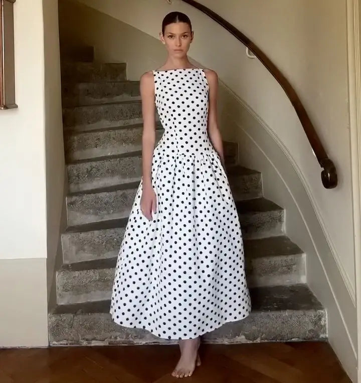 Vestido Comprido de Bolas sem Mangas — foto 18 | Tolobasao