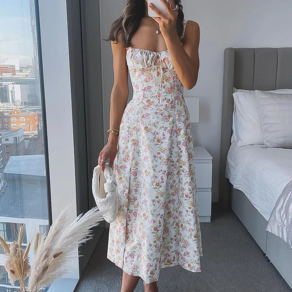 Vestido Midi Floral com Corpete e Fenda — Modelo A — foto 25 | Tolobasao