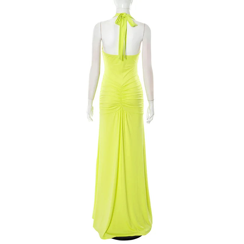 Vestido Comprido com Decote Halter e Costas Descobertas — Bordô — foto 10 | Tolobasao