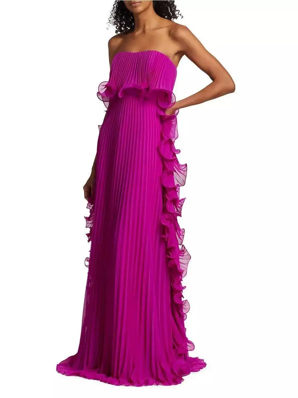 Vestido Comprido sem Alças com Folhos — foto 25 | Tolobasao