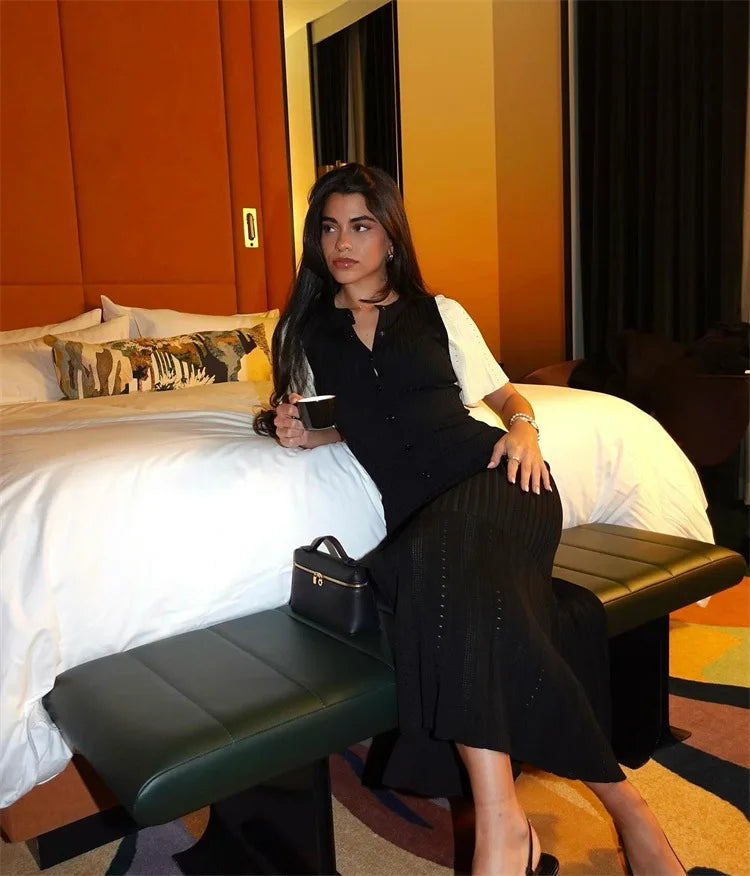 Vestido Midi de Malha com Botões — foto 43 | Tolobasao