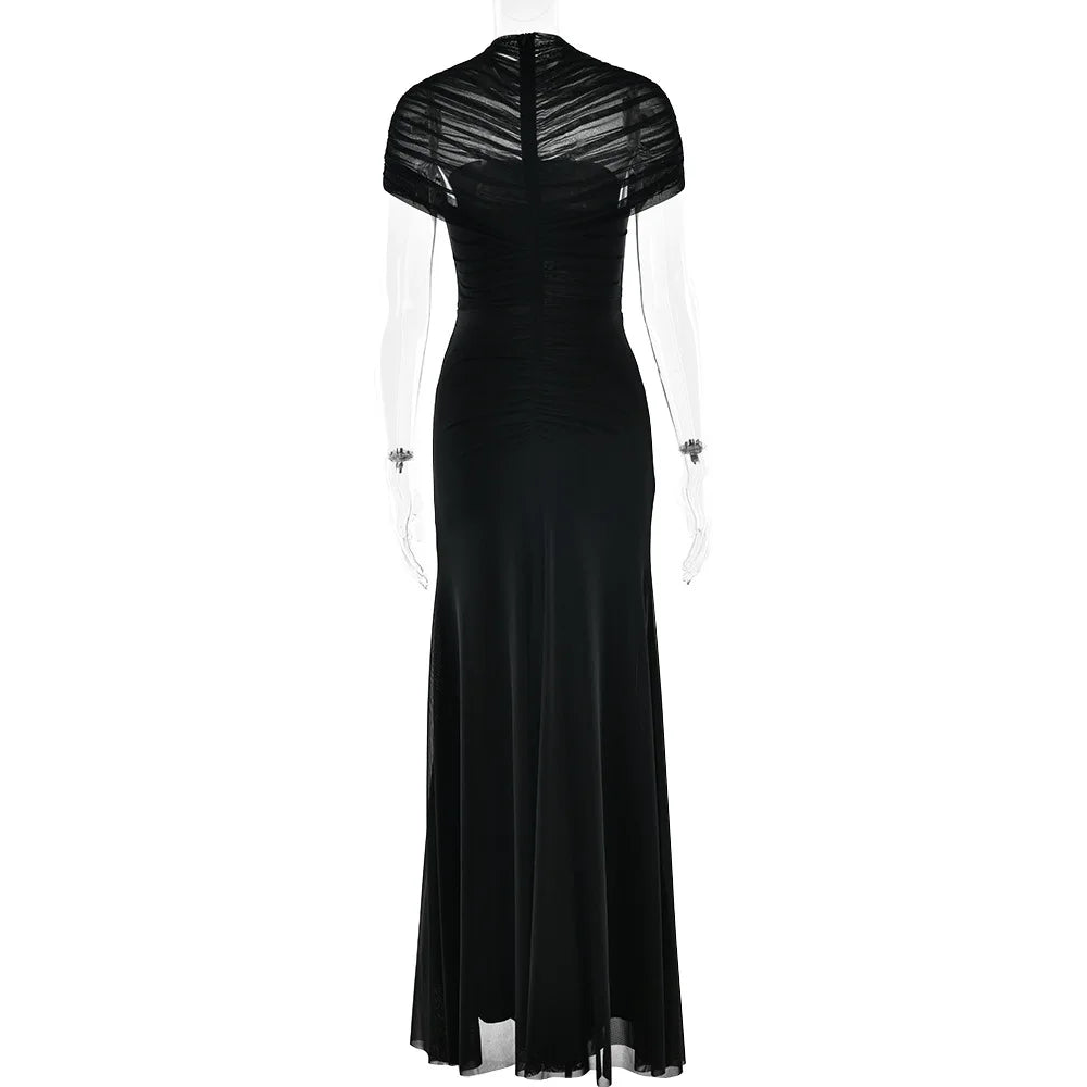 Vestido Comprido Franzido em Tule — foto 12 | Tolobasao