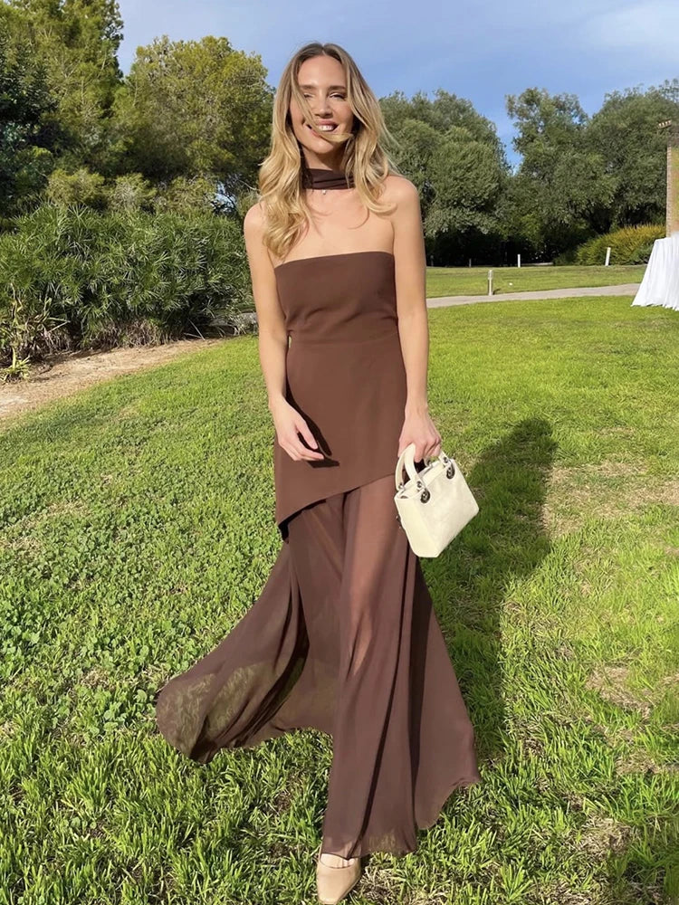 Vestido Comprido sem Alças com Tule — foto 24 | Tolobasao