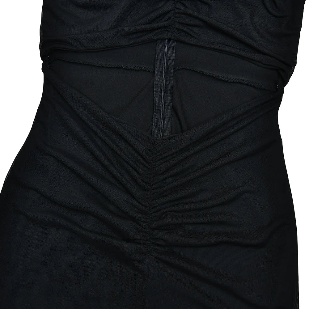Vestido Comprido Franzido em Tule — foto 17 | Tolobasao
