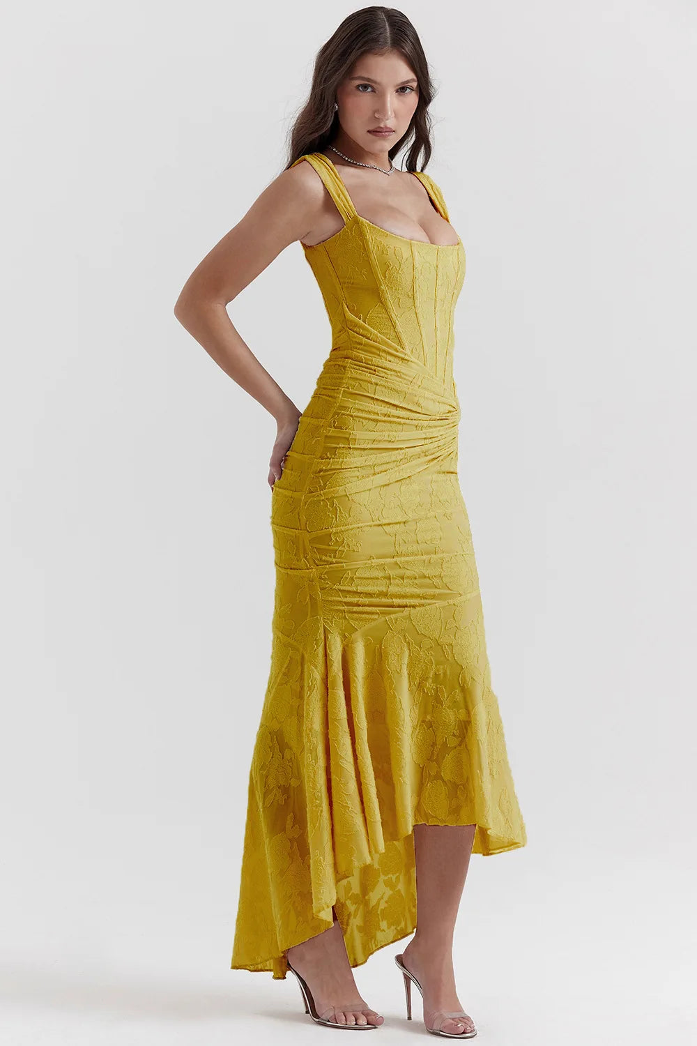 Vestido Comprido sem Alças com Corpete Jacquard — foto 5 | Tolobasao
