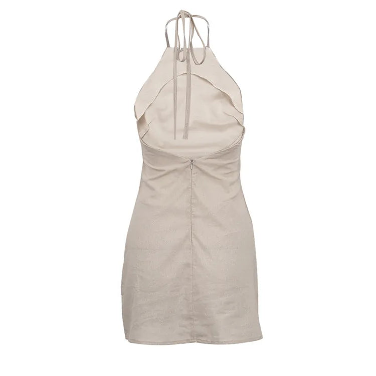 Vestido Curto de Linho com Decote Halter — foto 11 | Tolobasao