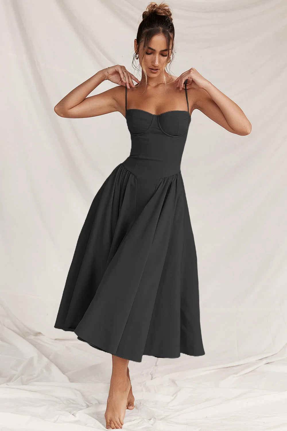 Vestido Midi Floral de Cintura Alta — Modelo A — foto 31 | Tolobasao