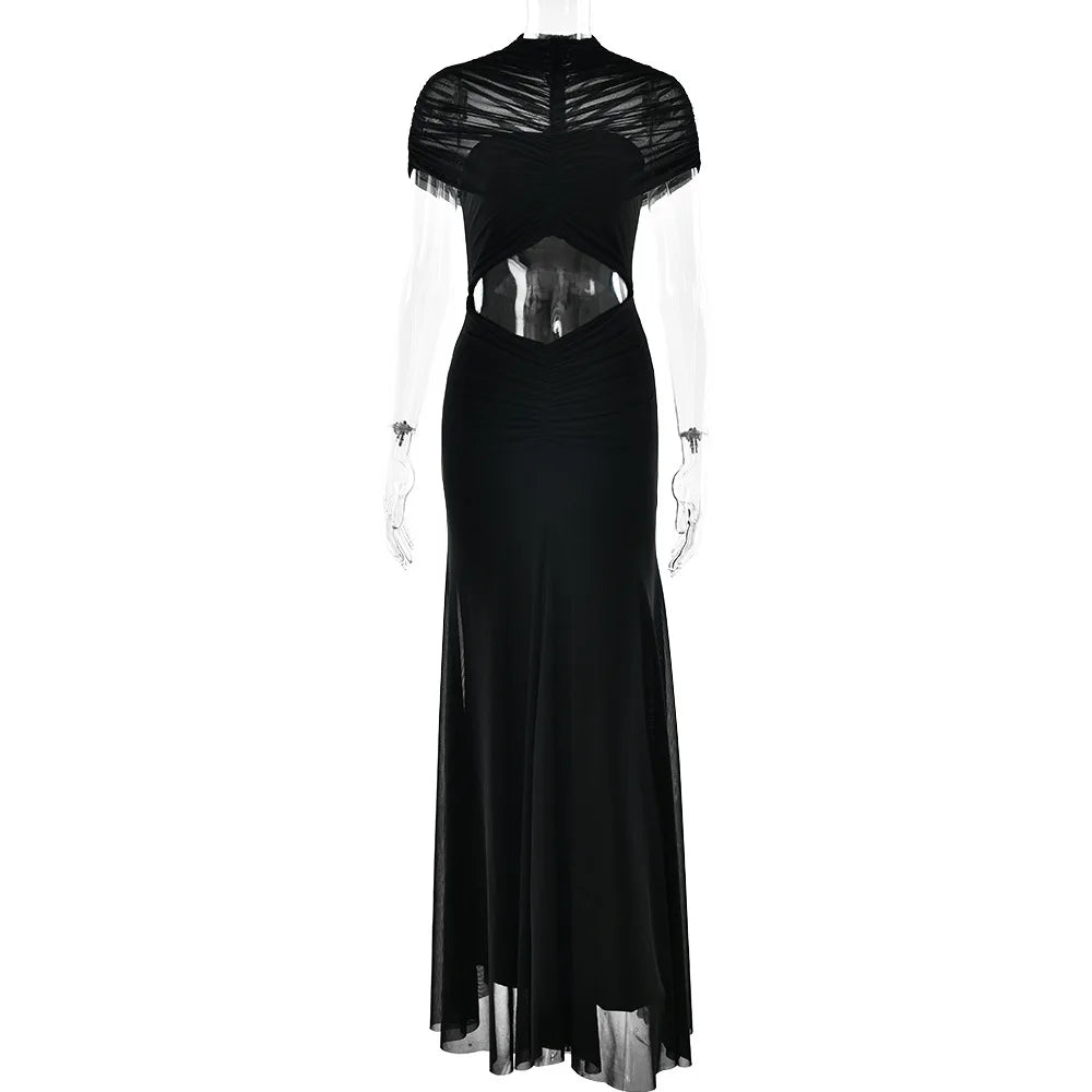 Vestido Comprido Franzido em Tule — foto 10 | Tolobasao