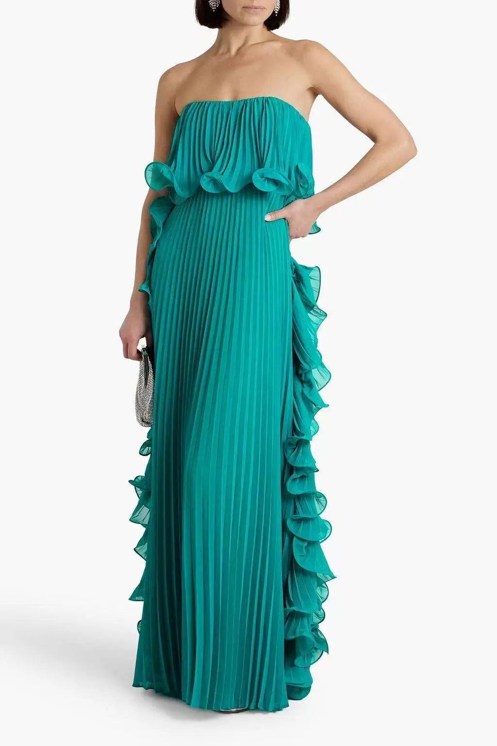 Vestido Comprido sem Alças com Folhos — foto 24 | Tolobasao