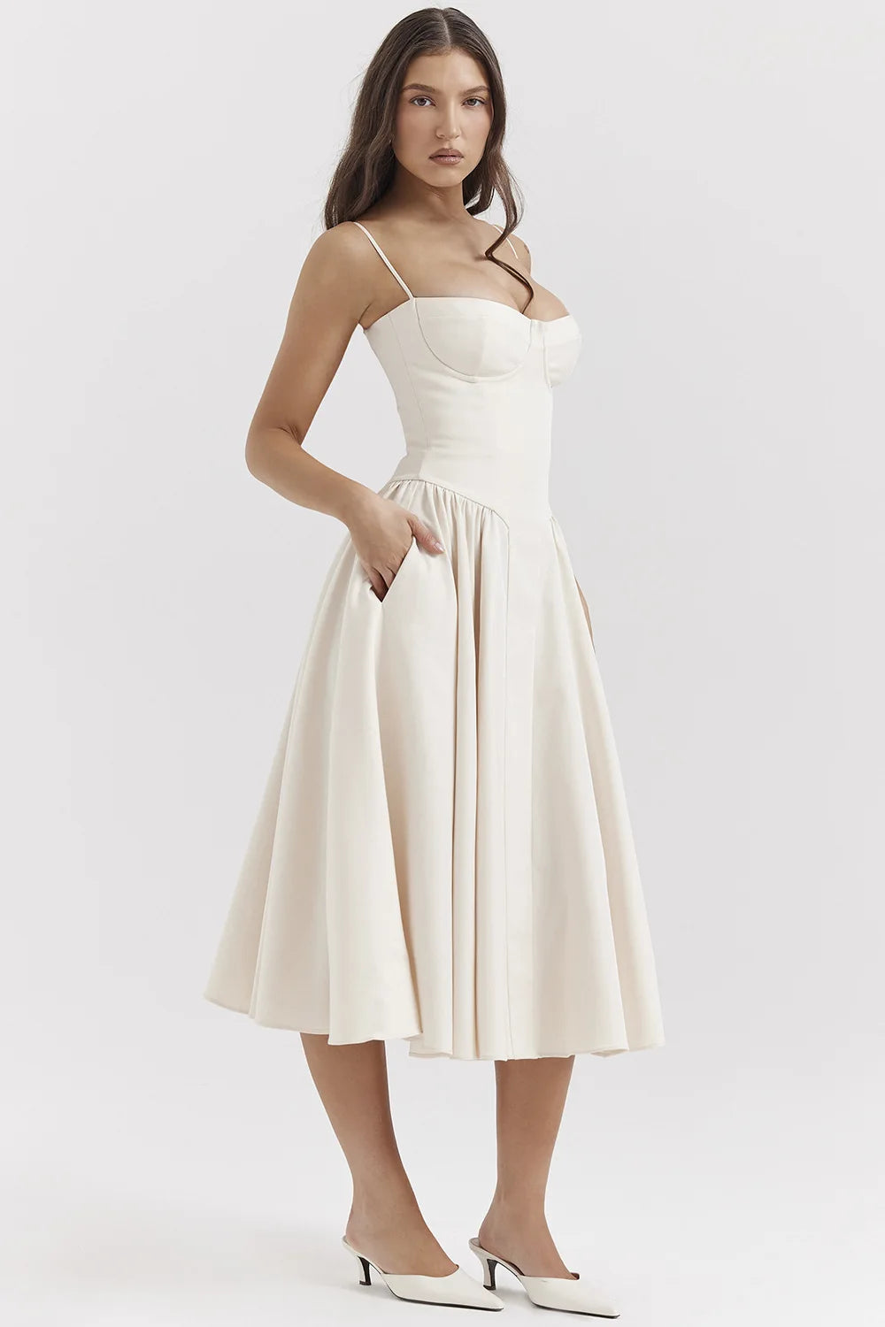 Vestido Midi Floral de Cintura Alta — Modelo A — foto 21 | Tolobasao