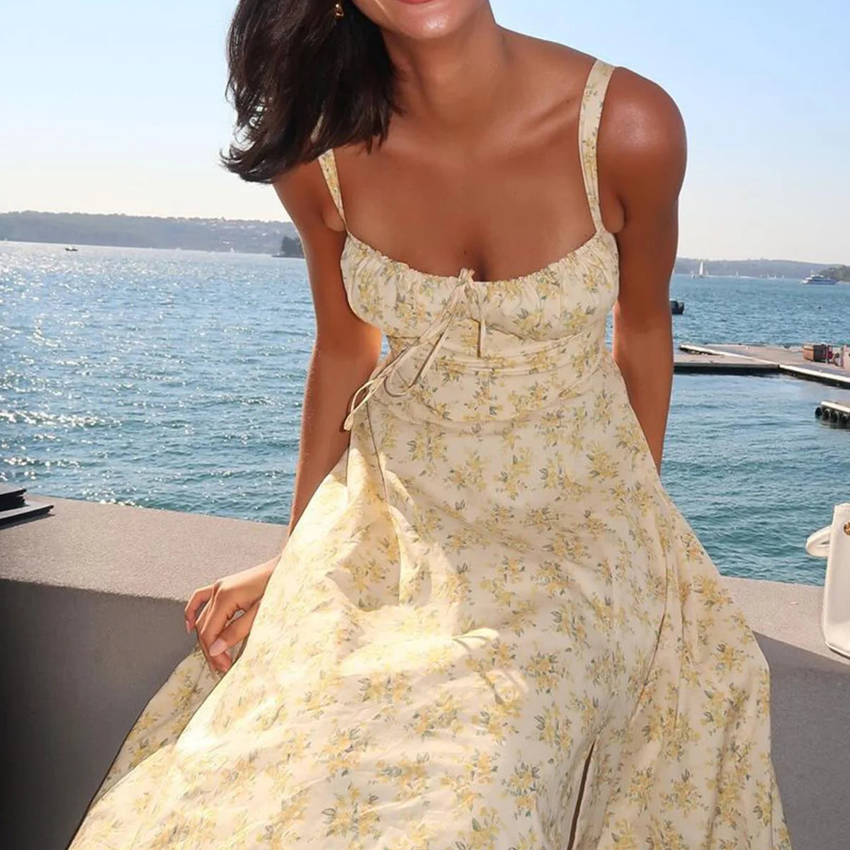 Vestido Midi Floral com Corpete e Fenda — Modelo A — foto 14 | Tolobasao