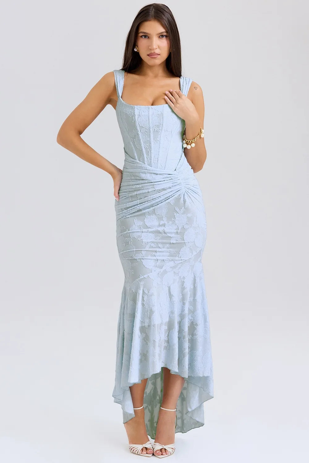 Vestido Comprido sem Alças com Corpete Jacquard — foto 1 | Tolobasao