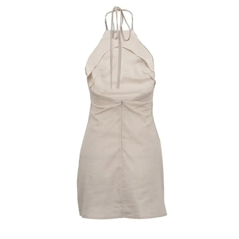 Vestido Curto de Linho com Decote Halter — foto 5 | Tolobasao