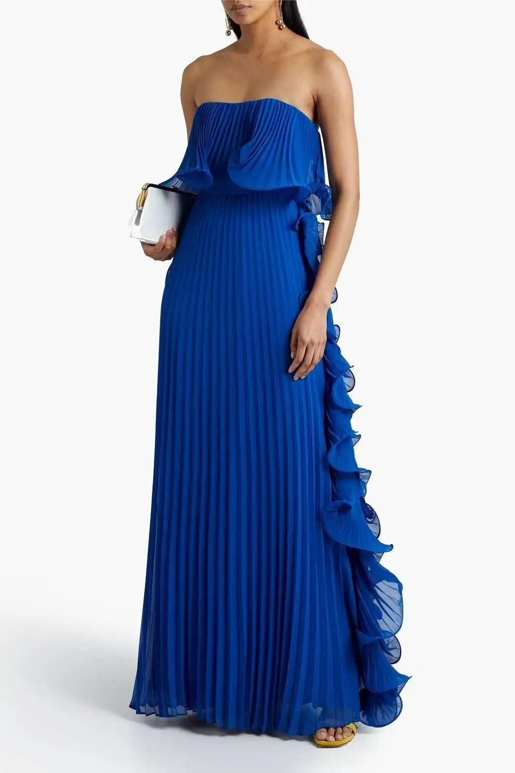 Vestido Comprido sem Alças com Folhos — foto 21 | Tolobasao