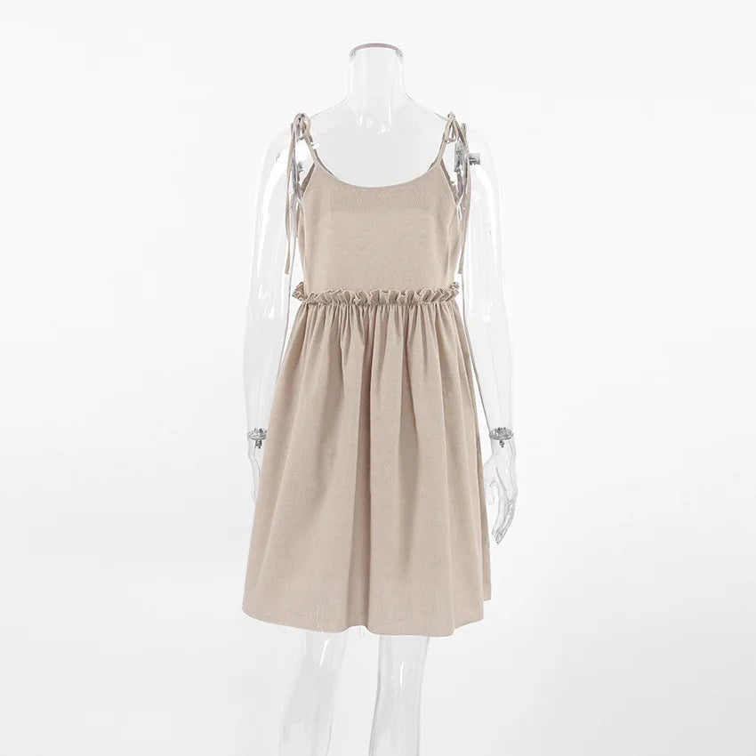 Vestido Curto em Linho com Atacadores — foto 15 | Tolobasao