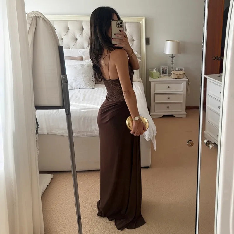 Vestido Comprido de Um Ombro com Renda — foto 36 | Tolobasao
